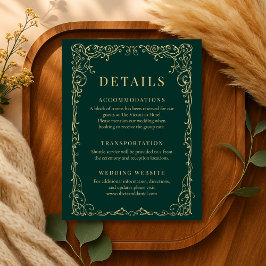 Emerald Green Gold Minimalist Wedding Details Inbjudningar