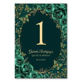 Emerald Green Gold Quinceanera Bordsnummer