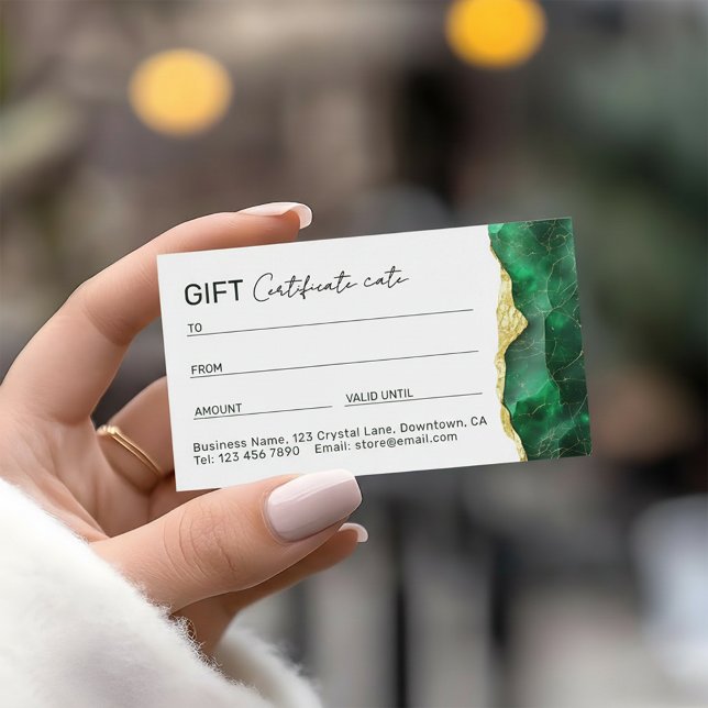 Emerald Green Marble Gift Certificate Visitkort (Skapare uppladdad)