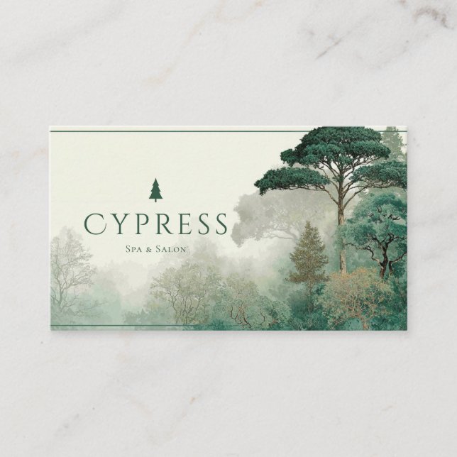 Emerald Green Misty Forest Serene Landscape Visitkort (Framsida)
