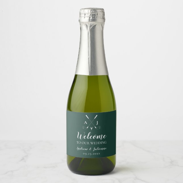 Emerald Green Modern Monogram Golf Wedding (Framsida)