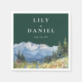 Emerald Green Mountain Wildflower Floral Wedding Pappersservett