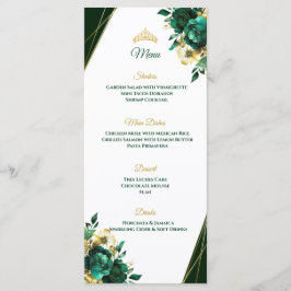 Emerald Green och Guld Quinceñera Bord meny