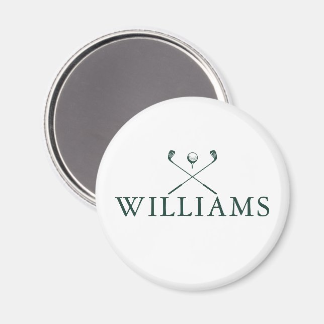 Emerald Green Personalized Name Golf Clubs Magnet (Front/Back)