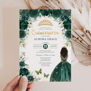 Emerald Green Quinceañera Princess Mis Quince 15 Inbjudningar