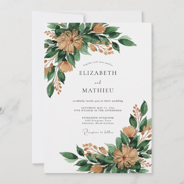 Emerald Green Rustic Forest Wedding Inbjudningar (Framsida)