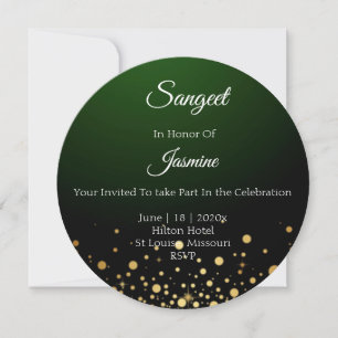 Emerald Green Sangeet-kort Bröllop Tack Kort
