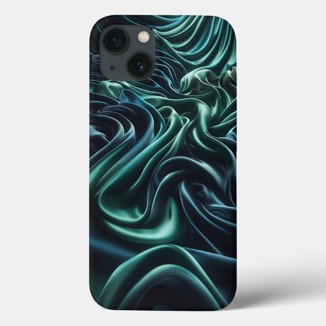 Emerald Green Satin Waves Phone Case - Luxury Silk (Baksida)
