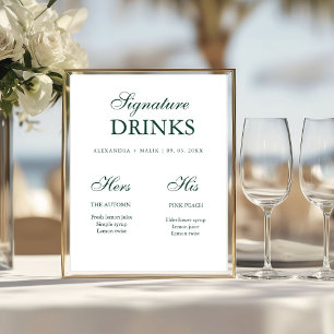 Emerald Green Signature Drink bröllopsskylt Poster