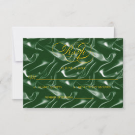 Emerald Green Silk Wedding RSVP card OSA Kort