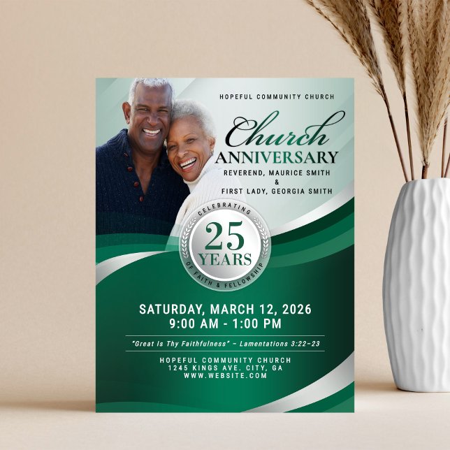 Emerald Green & Silver Church Anniversary Flyer (Skapare uppladdad)