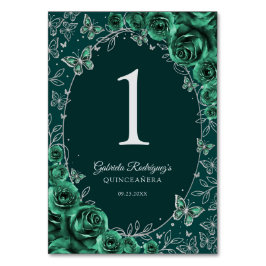 Emerald Green Silver Quinceanera Bordsnummer