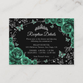Emerald Green Silver Quinceanera Reception Details Tilläggskort