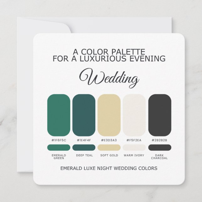 Emerald Green Wedding Color Palette Card Inbjudningar (Framsida)