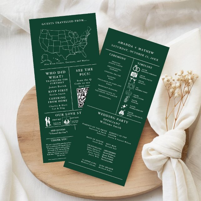 Emerald Green Wedding Infographic Program (Skapare uppladdad)