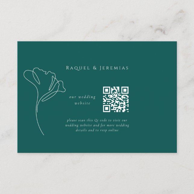 Emerald Green Wedding Website Enclosure Card Tilläggskort (Framsida)