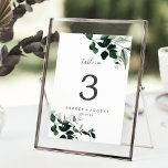 Emerald Greenery 5 x 7-tums Bordsnummer<br><div class="desc">Det här bordsnumret är en perfekt för en boho bröllop. Den eleganterna, men ändå strålande utformningen har moody mörk grönt löv för vattenfärg och eukalyptus med en modern bohemisk skogskänsla. Kortet skrivs ut på framsidan och baksidan (dubblan). Objekt skrivs ut exakt som de visas på skärm när du lägger till...</div>
