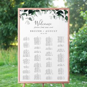 Emerald Greenery Alfabetical Seating Chart Poster