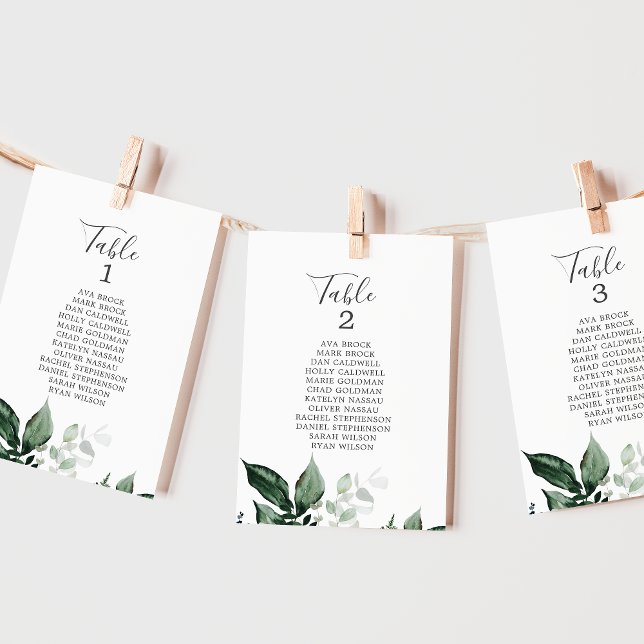 Emerald Greenery-Bordsnumrets sittplatskort (Skapare uppladdad)