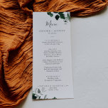 Emerald Greenery Bröllop Dinner Menu Meny<br><div class="desc">Det här klisterkortet från bröllop är perfekt för en boho bröllop. Den eleganterna,  men ändå strålande utformningen har moody mörk grönt löv för vattenfärg och eukalyptus med en modern bohemisk skogskänsla. Den här menyn kan användas för bröllopsmottagning,  repetitionsmiddag eller vad som helst.</div>