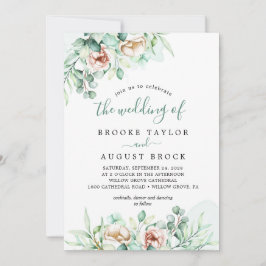 Emerald Greenery Bröllop i inbjudan