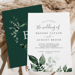 Emerald Greenery Bröllop Inbjudningar