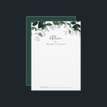 Emerald Greenery Bröllop Rådkort<br><div class="desc">Det här larmkortet från greenery bröllop är en perfekt för en boho bröllop och kan användas för alla evenemang. Den eleganterna, men ändå strålande utformningen har moody mörk grönt löv för vattenfärg och eukalyptus med en modern bohemisk skogskänsla. Dessa rådgivningskort kan användas som ett alternativ till en gästbok för bröllopsmottagning,...</div>