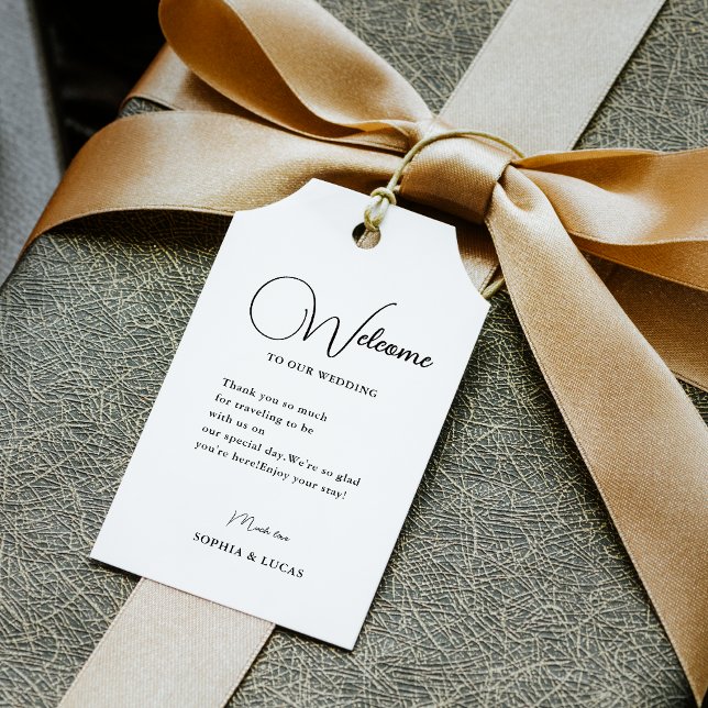 Emerald Greenery Bröllop Welcome Gift Märkres Presentetikett (Skapare uppladdad)