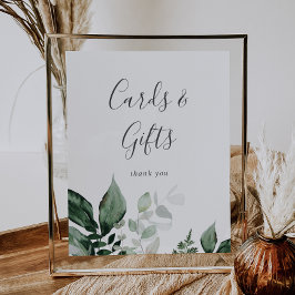 Emerald Greenery Cards and Gifts Sign Poster