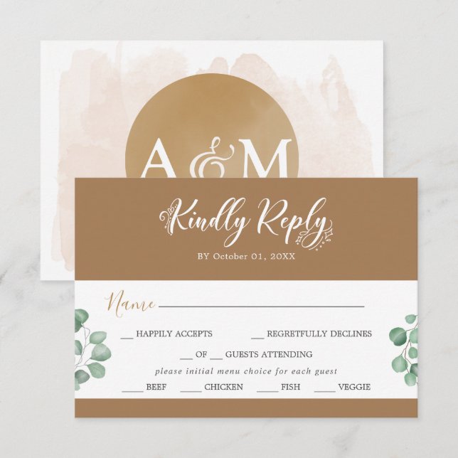 Emerald Greenery Coordinate Menu Choice OSA kort (Fram/baksida)