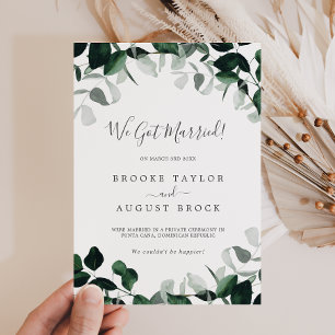 Emerald Greenery Elopement Announcement Meddelande