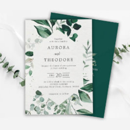 Emerald Greenery Eucalyptus Botanical Bröllop Inbjudningar