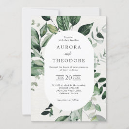 Emerald Greenery Eucalyptus Botanical Bröllop Invi Inbjudningar