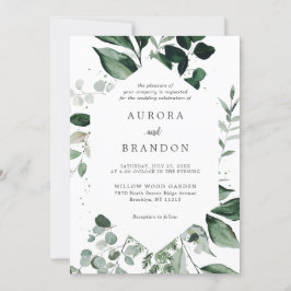 Emerald Greenery Eucalyptus Botanical Bröllop Invi Inbjudningar