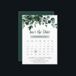 Emerald Greenery Eucalyptus Botanical Bröllop Spara Datumet<br><div class="desc">Elegant Emerald grönt greenery botanical bröllop spara datum card med vattenfärgen eucalyptus löv av elegant grönt. Kontakta mig om du behöver hjälp med anpassning eller om du behöver någon annan produkt med den här designen.</div>