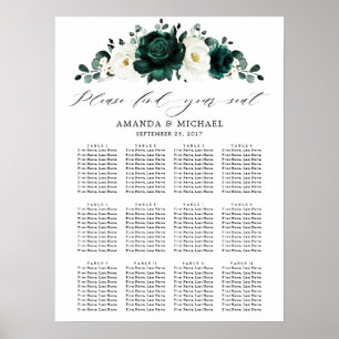 Emerald Greenery Eucalyptus Bröllop Sittdiagram Poster