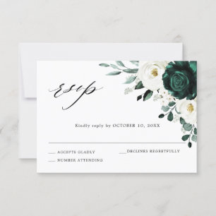 Emerald Greenery Eucalyptus White Blommigt Bröllop OSA Kort