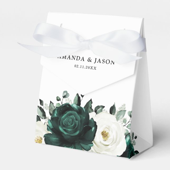 Emerald Greenery Eucalyptus White Blommigt Bröllop Presentaskar (Framsidan Sidan)