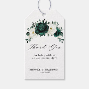 Emerald Greenery Eucalyptus White Blommigt Bröllop Presentetikett