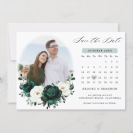 Emerald Greenery Eucalyptus White Blommigt Calenda Spara Datumet