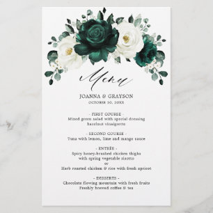 Emerald Greenery Eucalyptus White Bröllop Menu