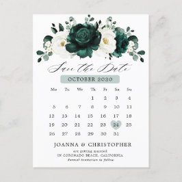 Emerald Greenery Eucalyptus White Save Date Vykort