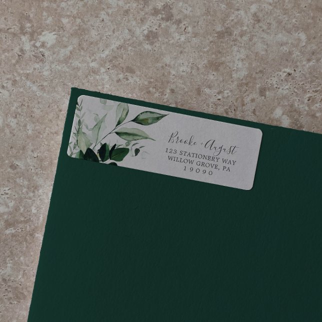 Emerald Greenery | Grått-returadressetikett Returadress Etikett (Skapare uppladdad)