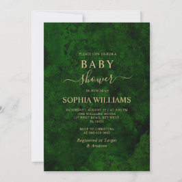 Emerald Greenery & Guld Calligraphy Baby Shower Inbjudningar