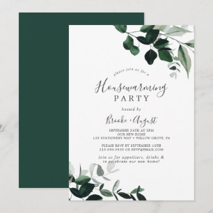 Emerald Greenery Houseuppvärmning Party Inbjudningar