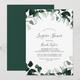 Emerald Greenery Lingerie Shower Inbjudningar