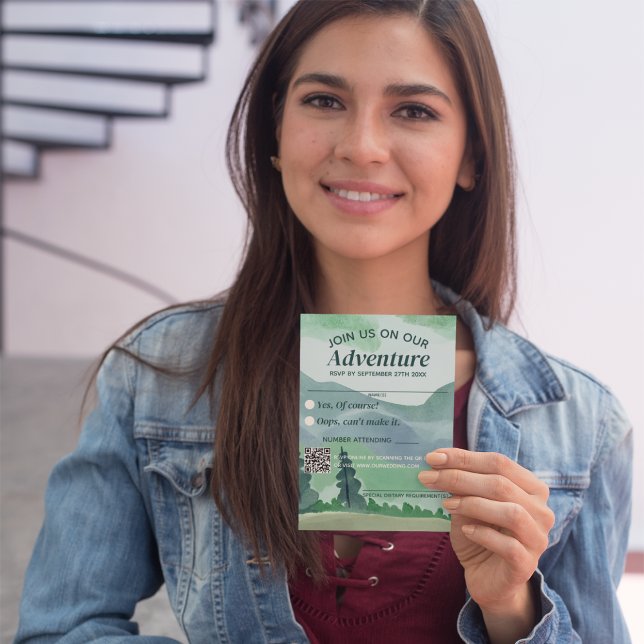 Emerald Greenery Mountain Gräs QR Code Bröllop OSA Kort (Skapare uppladdad)