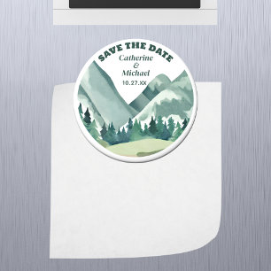 Emerald Greenery Mountain Gräs Rustic Bröllop Magnet