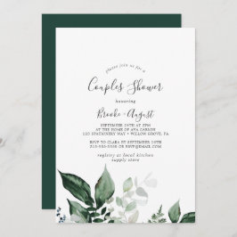 Emerald Greenery Par Shower Inbjudningar