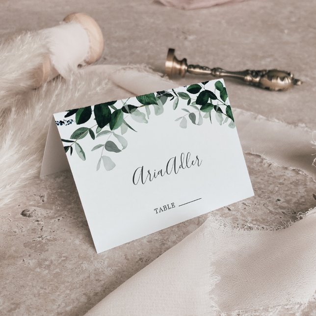 Emerald Greenery Printable Bröllop Place Card Inbjudningar (Skapare uppladdad)